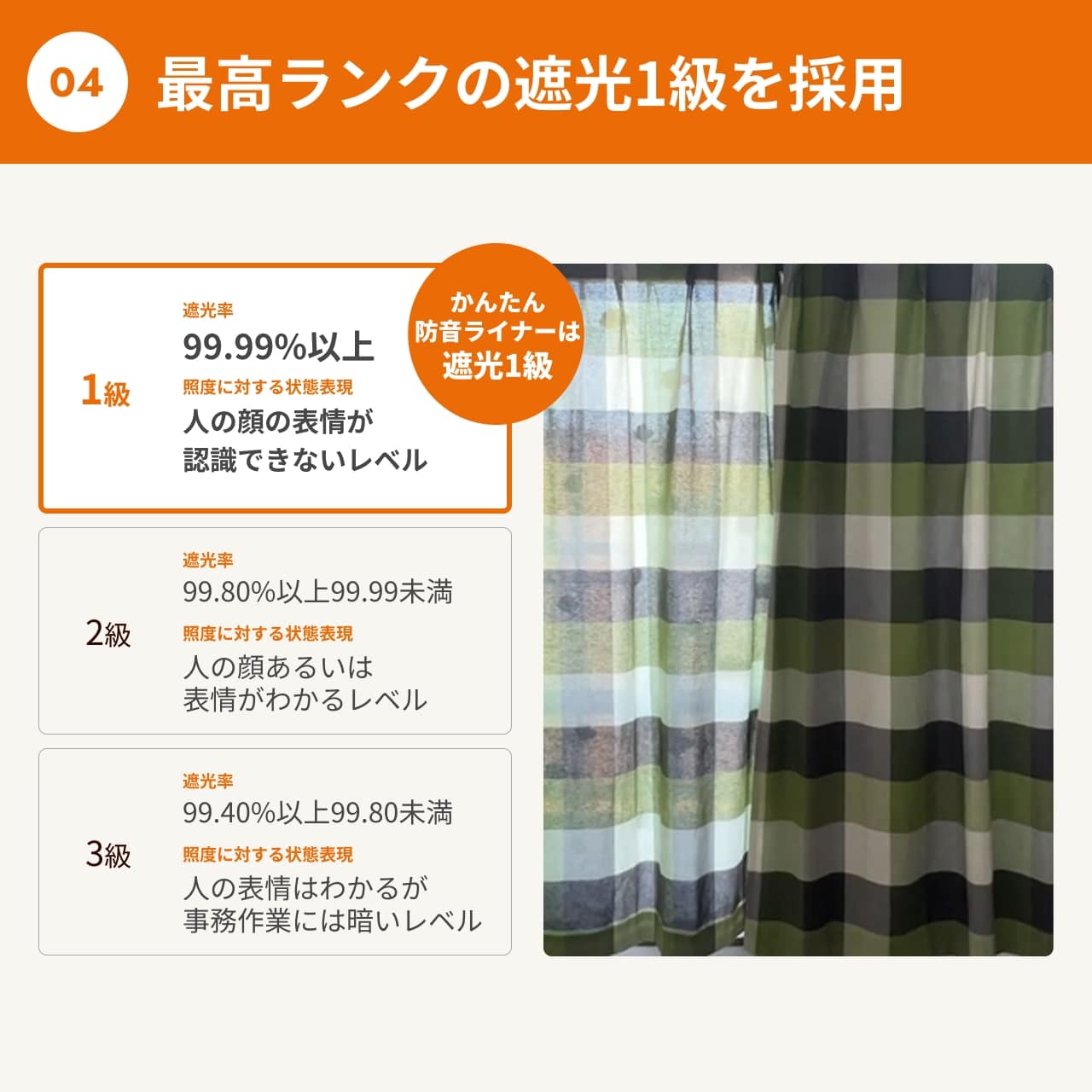 1級遮光で、外から一切見えません