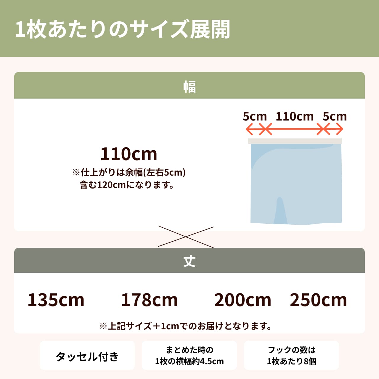 「防音カーテンOtonagi」の既製サイズ展開