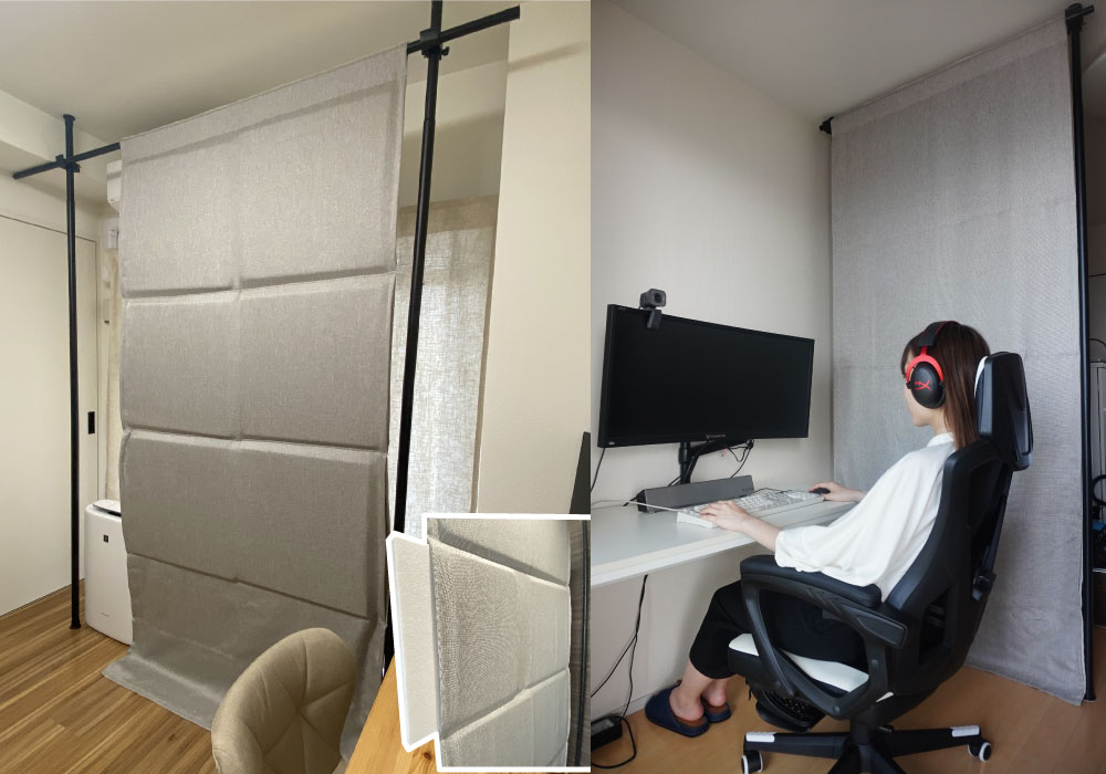 ポケット付き防音カーテン