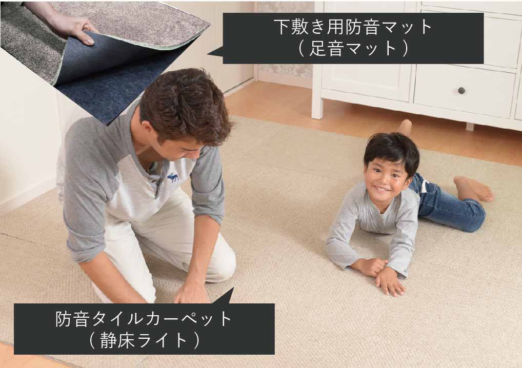 「防音カーペット」＋「下敷き用防音カーペット」の2枚重ねがおすすめ
