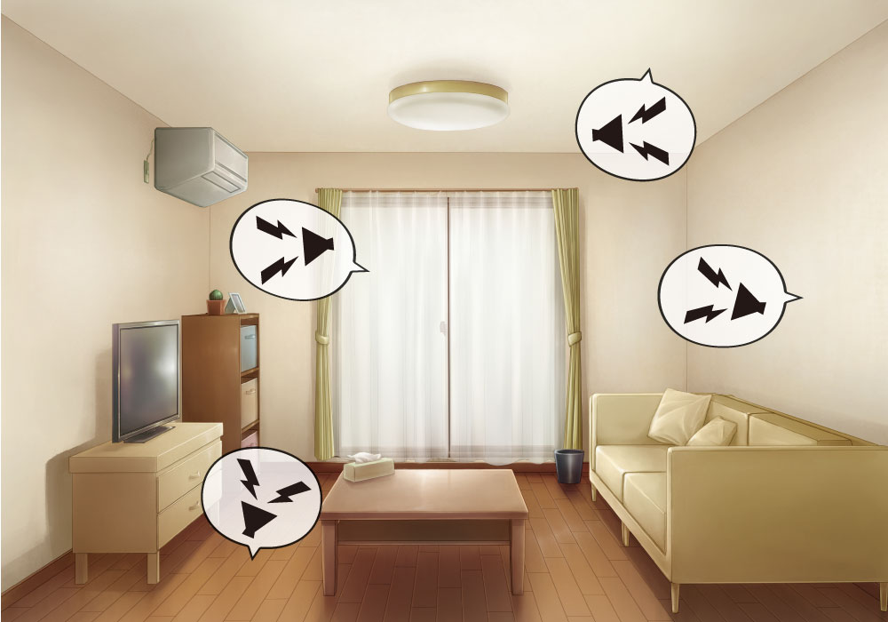 室内の音の響き方イメージ