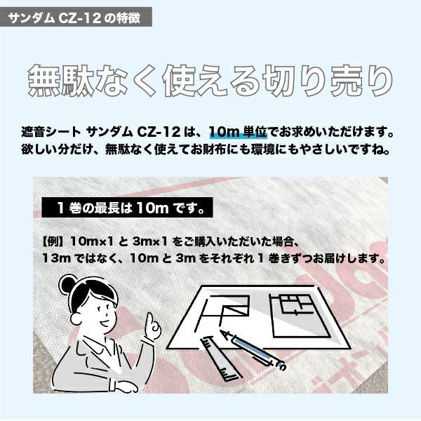 ゼオン化成 サンダムCZ-12 厚さ1.2mm×幅940mm×長さ10m | 防音専門ピア