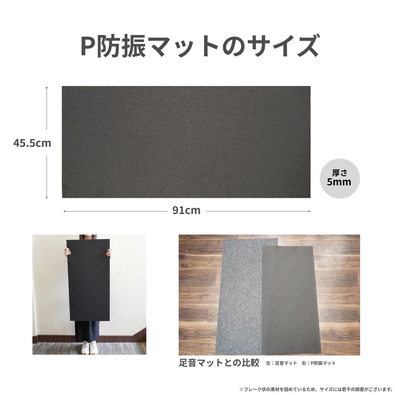P防振マット 厚さ5mmタイプ 910mm×455mm 1枚 | 防音専門ピアリビング