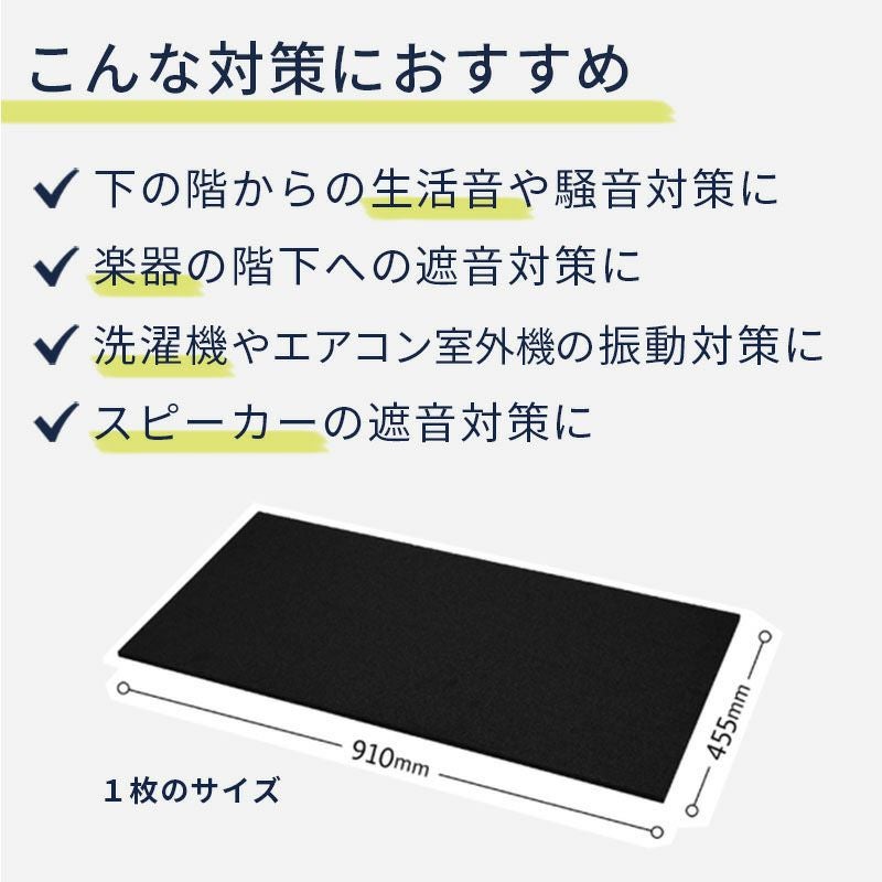 ピアリビング　防振ゴムマット　1.5畳分 P防振マット 910mm×455mm 厚さ5mmタイプ 8枚 | 防音専門ピアリビング
