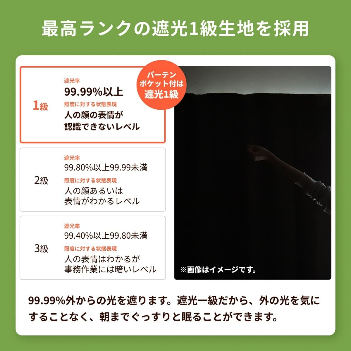 防音カーテンParten(パーテン) ポケット付きタイプ 幅110cm×丈237cm