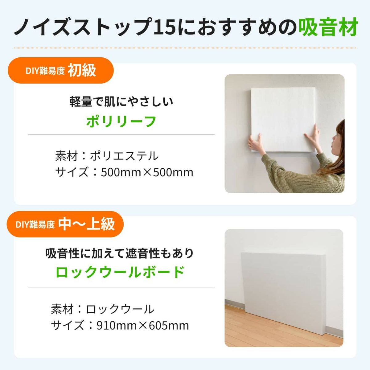 ノイズストップ15におすすめの吸音材