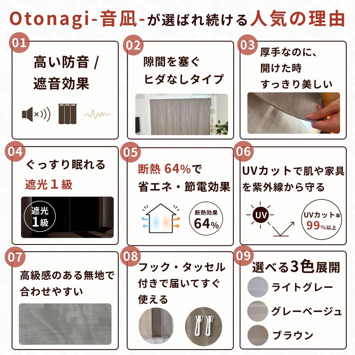 3枚の布が段階的に音を弱める