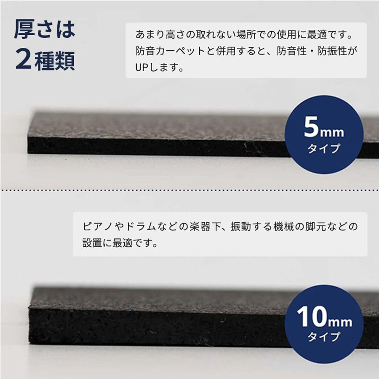 P防振マット 910mm×455mm 厚さ5mmタイプ 3枚 | 防音専門ピアリビング